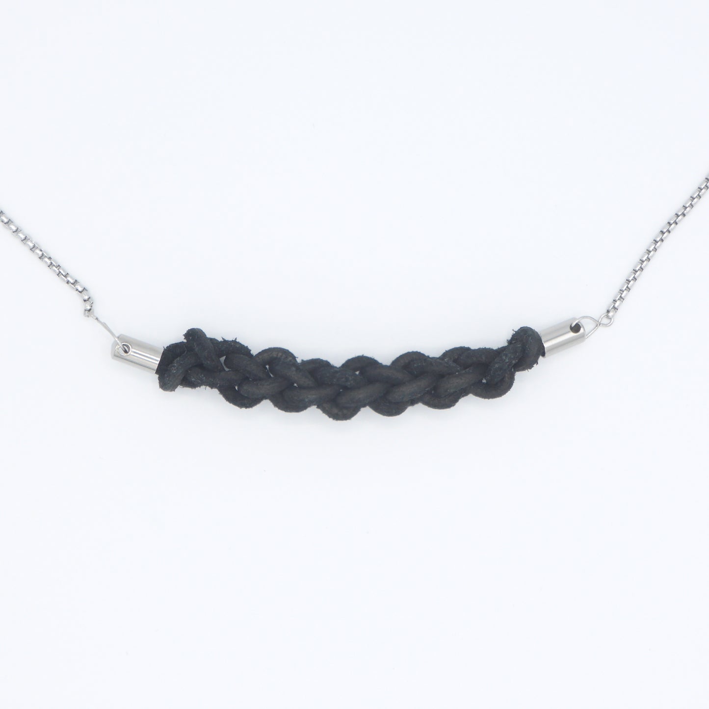Stainless steel chain with braided leather