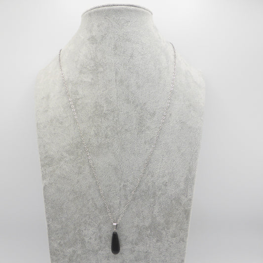 Stainless steel necklace with natural stone pendant